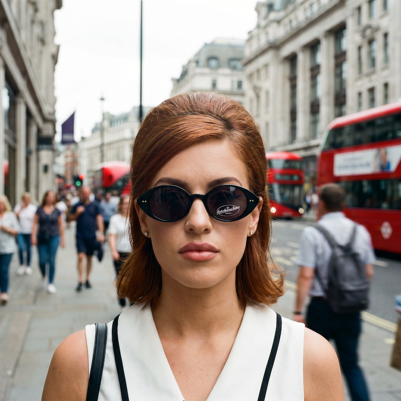 Anglo American Eyewear Hopper Vintage Sunglasses. Women's Black mod sunglasses.