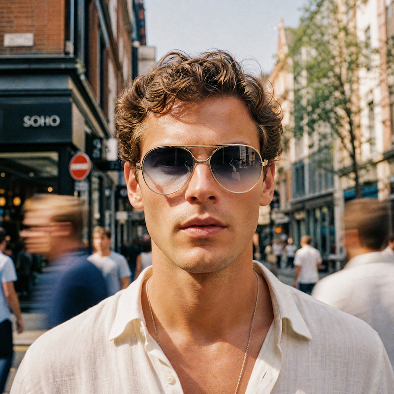 Hughes Silver Vintage Aviator Men's Sunglasses