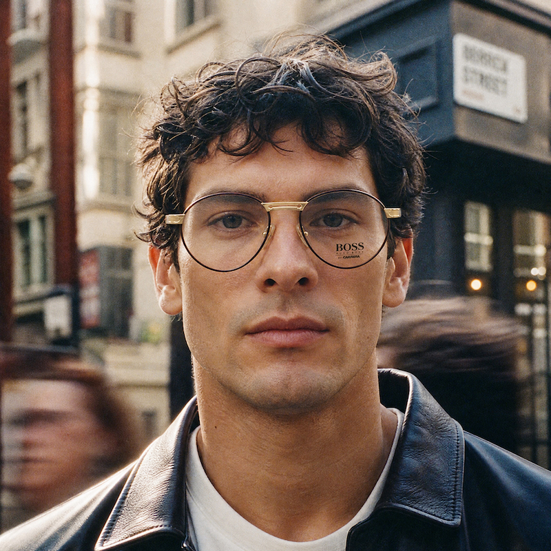 Hugo Boss by Carrera 5113 men's round vintage glasses.