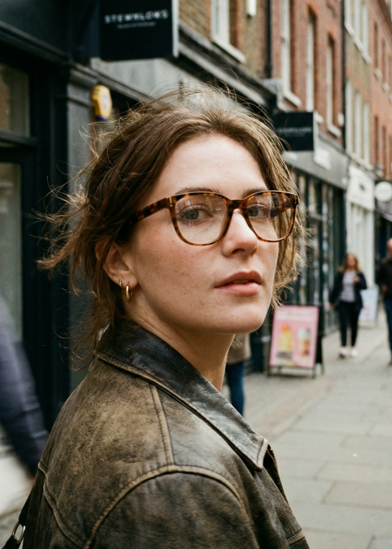 Women's Joop Brown Square Vintage Glasses on Female Model