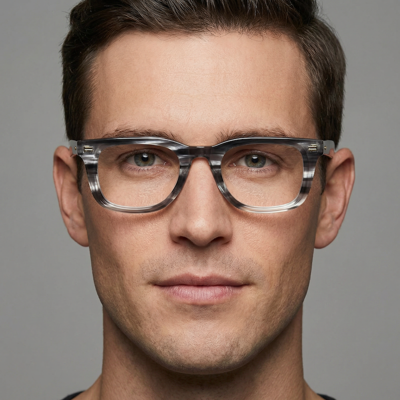 Kennedy Men's Grey Retro Square Glasses.