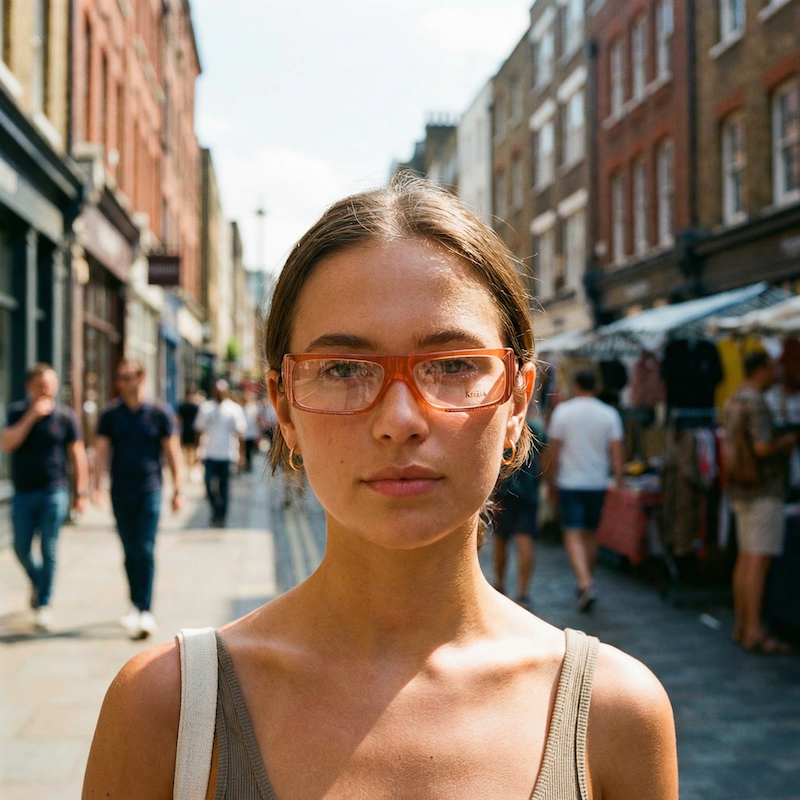 Krizia 9 vintage glasses. Women's 80s orange rectangular glasses.