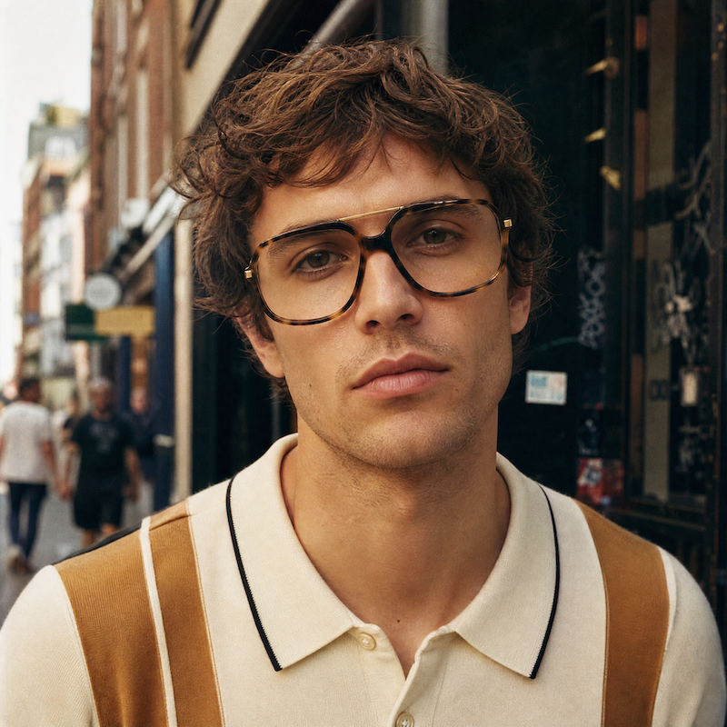 L'AMY Charles Men's Brown Aviator Vintage Glasses