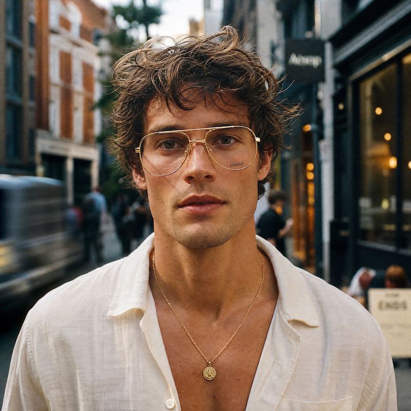 L'AMY Freeport gold aviator men's vintage glasses.