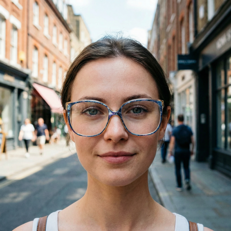 L'AMY Gigi blue marble vintage glasses. 80s vintage glasses. Women's glasses online UK. Women's square glasses. Women's prescription glasses. 