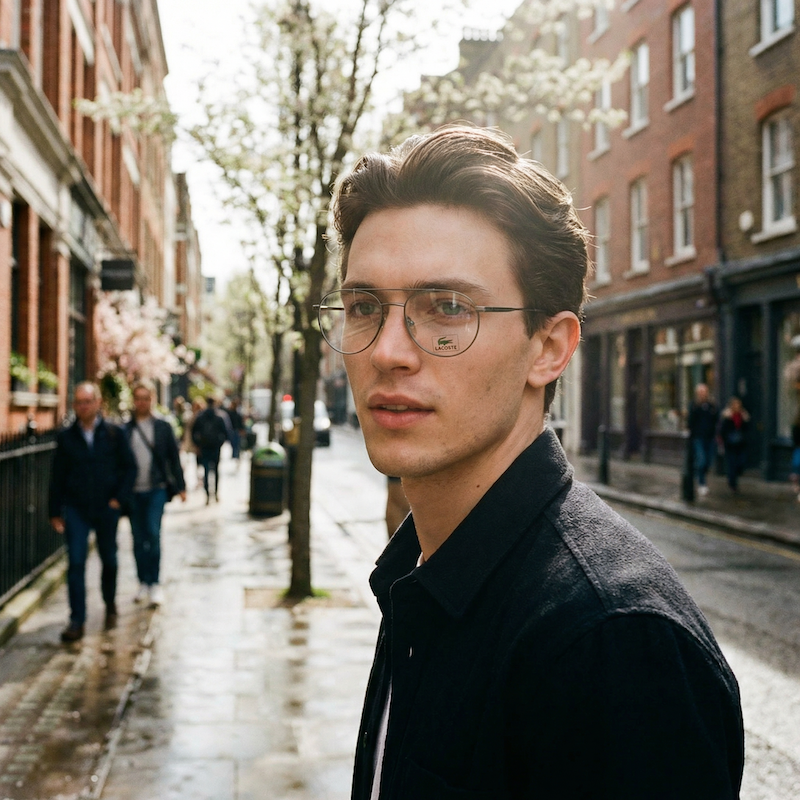 Lacoste 7101 Vintage Aviator Round Glasses. Men's Lacoste men's metal glasses. 