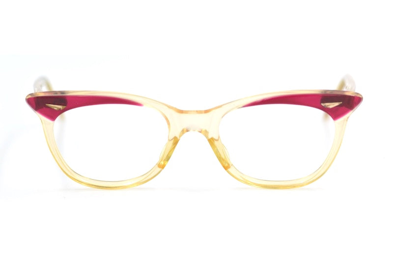 Linda Petite 50s cat eye vintage glasses in red and crystal. Women's vintage glasses. 