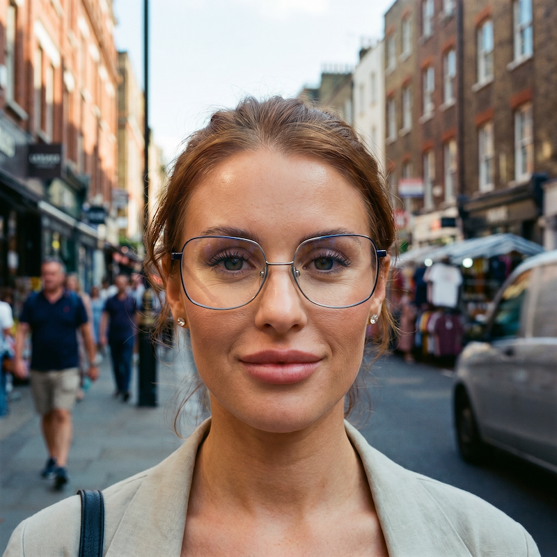 Women's square metal vintage glasses.
