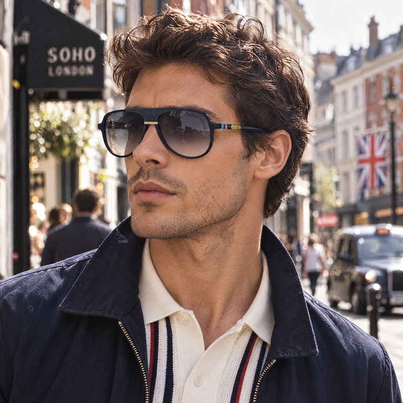 Martini Racing Jarama Navy Blue Aviator Vintage Sunglasses