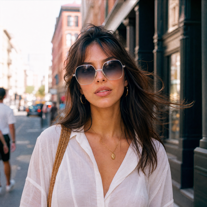 Menrad 614 women's 1970's oversized silver vintage sunglasses.