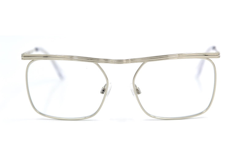 Retro Spectacle Mod 1 silver Mod style glasses with square lenses and distinctive 1980s inspired brow bar