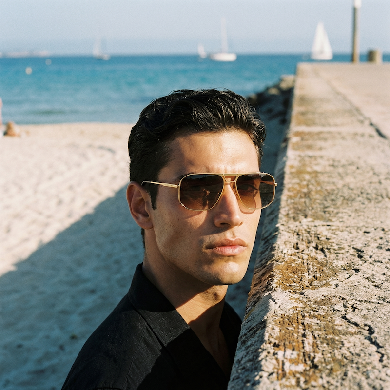 Osse 4570 Vintage Sunglasses. Gold aviator sunglasses. Brad Pitt F1 movie style sunglasses. Cliff Booth style Sunglasses. 