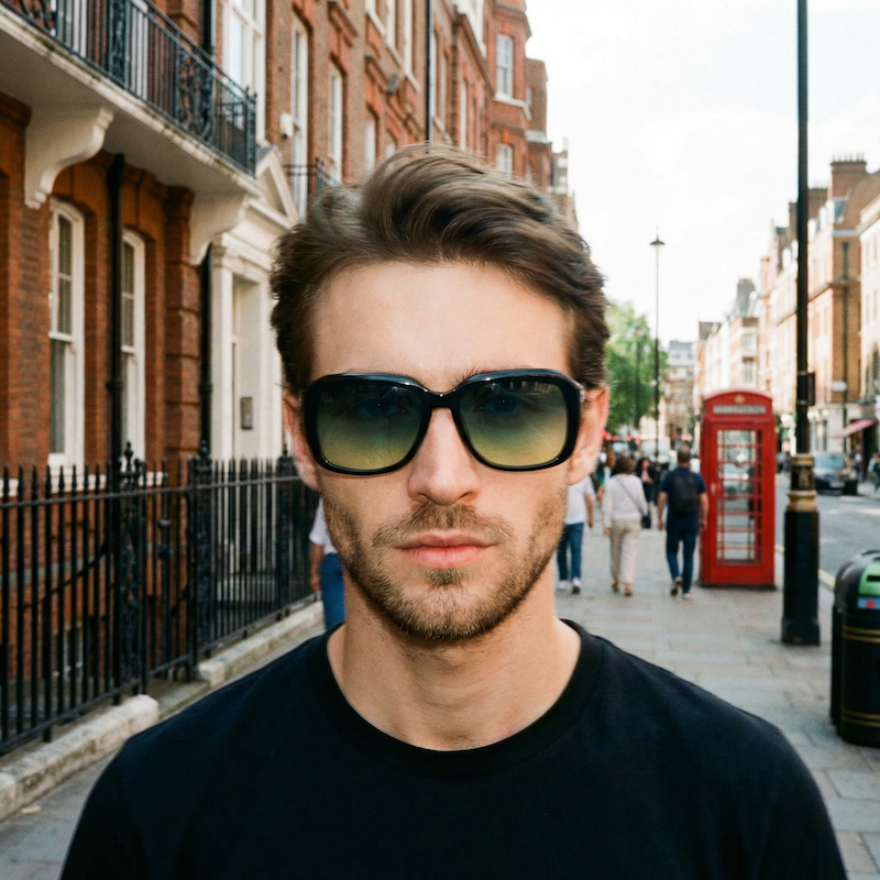 Palmer Retro Men's Oversized Black Sunglasses 