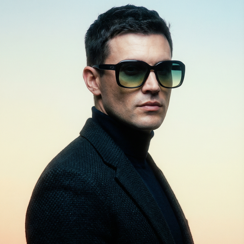 Palmer Retro Men's Oversized Black Sunglasses 