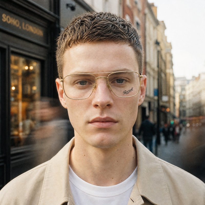 Persol Agar Men's Vintage Gold Aviator Glasses.