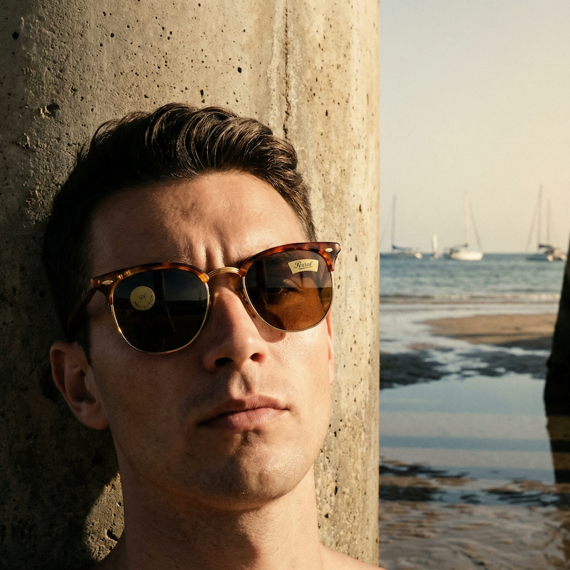 Persol Ratti Cellor/2 rare vintage sunglasses. Vinage Persol Clubmaster sunglasses. Men's Persol sunglasses.