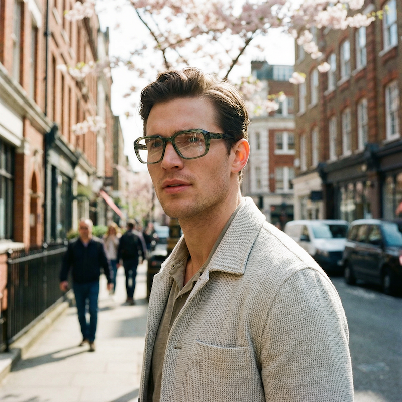 Philip jay 70s green square vintage glasses. Men's green square glasses. 