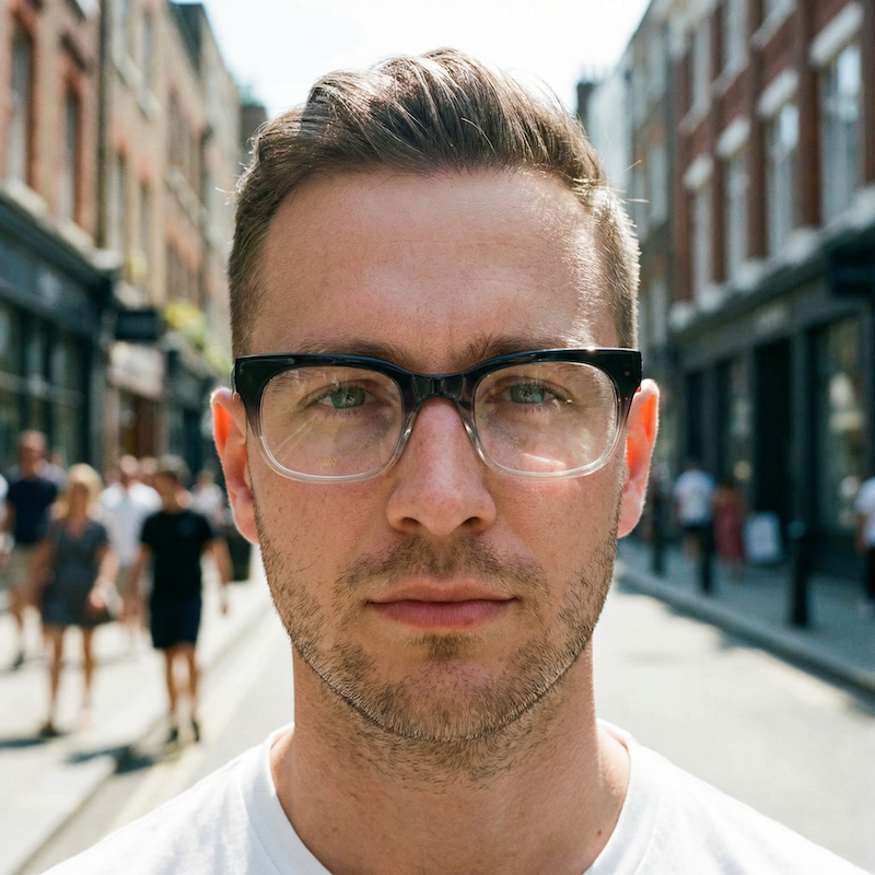 Philip brown crystal fade acetate glasses. Men's retro style mod glasses.