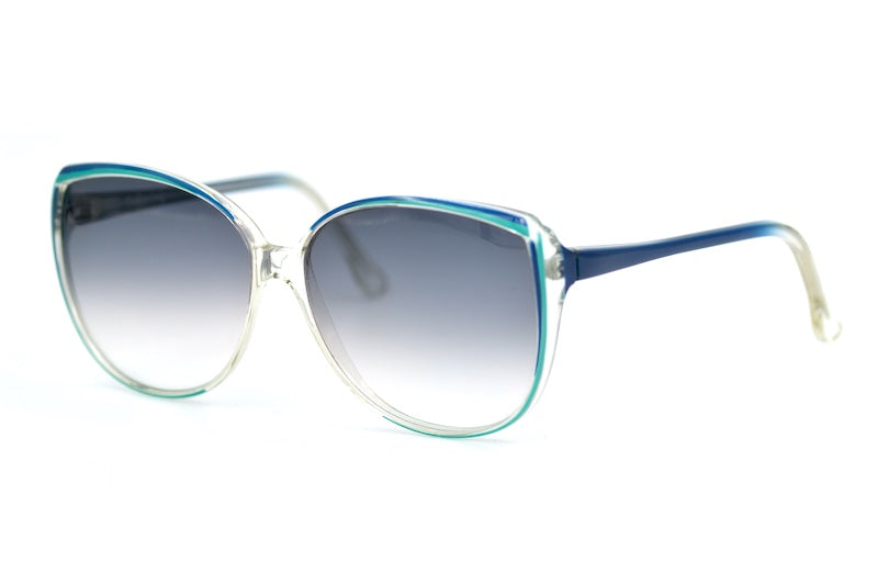 Piave 177 Women's oversized sunglasses in blue, green and crystal. 80s Vintage oversized sunglasses.