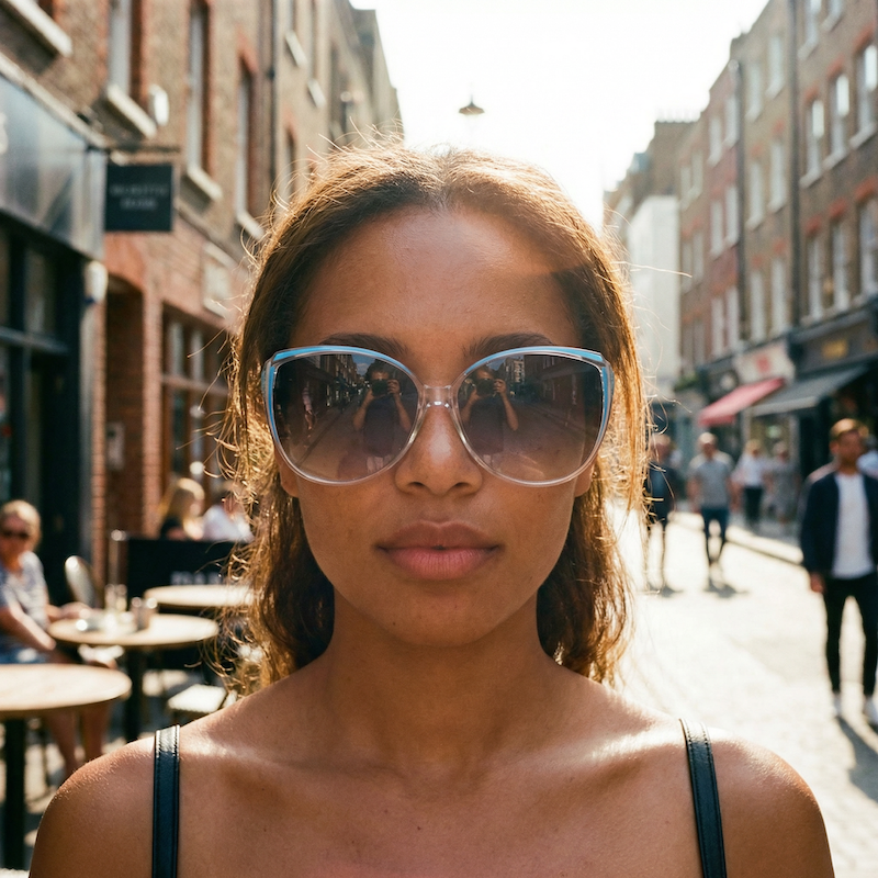 Piave 177 BW women's oversized sunglasses. 80s Oversized sunglasses. Blue white and crystal sunglasses.