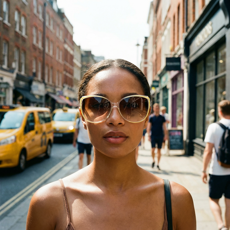 Piave 177 Women's 80s oversized vintage sunglasses. Yellow, white and crystal sungalsses.