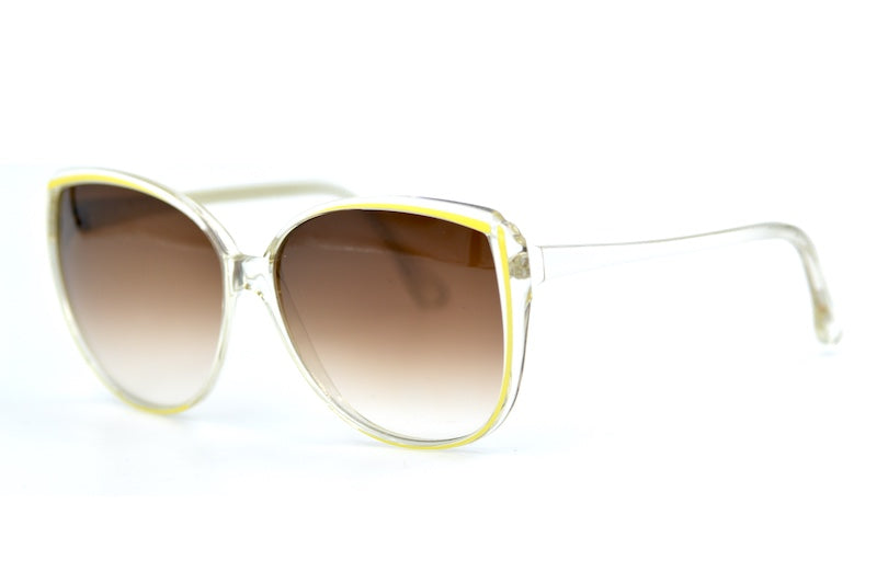 Piave 177 Women's 80s oversized vintage sunglasses. Yellow, white and crystal sungalsses.
