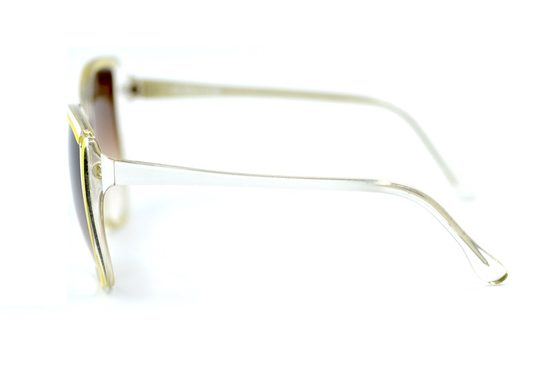 Piave 177 Women's 80s oversized vintage sunglasses. Yellow, white and crystal sungalsses.