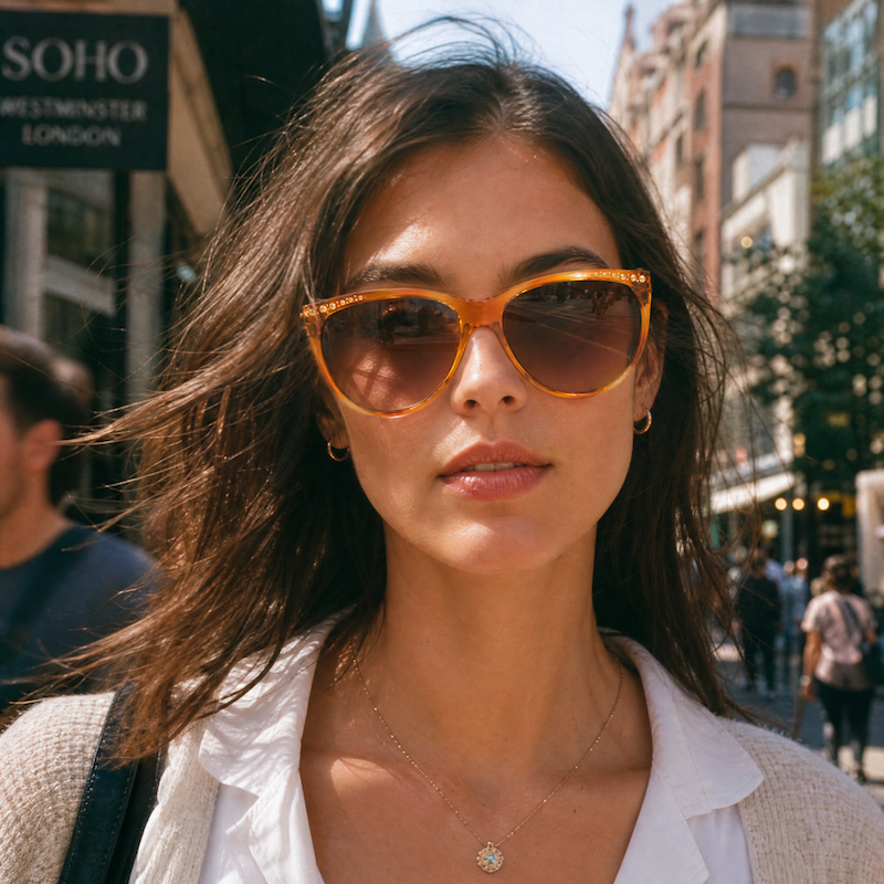 Piace 390 women's brown sunglasses with gold stud detail