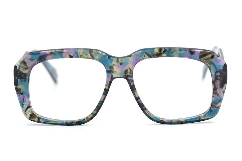 Preciosa 940 blue lilac marble Goliath oversized square glasses front view