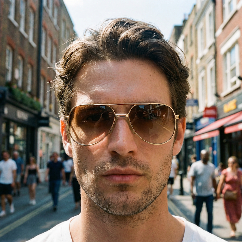 Rider Italian gold aviator sunglasses. Men's aviator sunglasses. Men's vintage sunglasses.