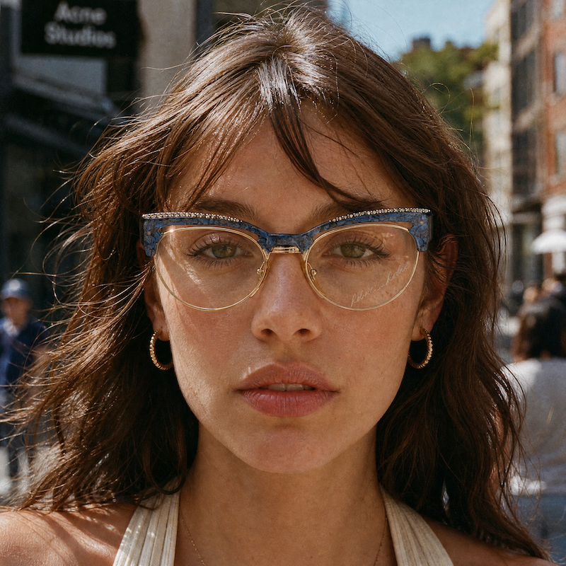 Robert La Roche Combo 5 women's blue and gold cat-eye vintage glasses.