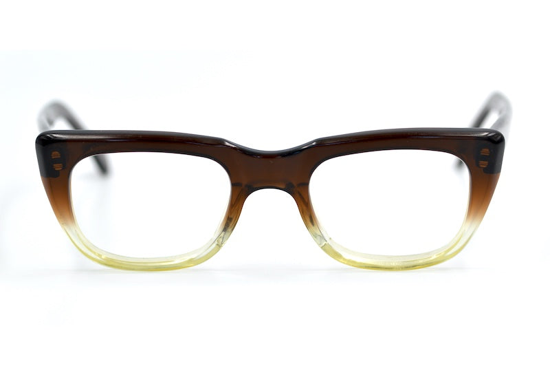 Rodenstock Rocco 1960s men's brown fade rectangular glasses.