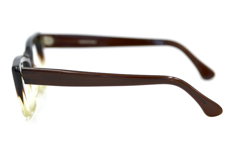 Rodenstock Rocco 1960s men's brown fade rectangular glasses.