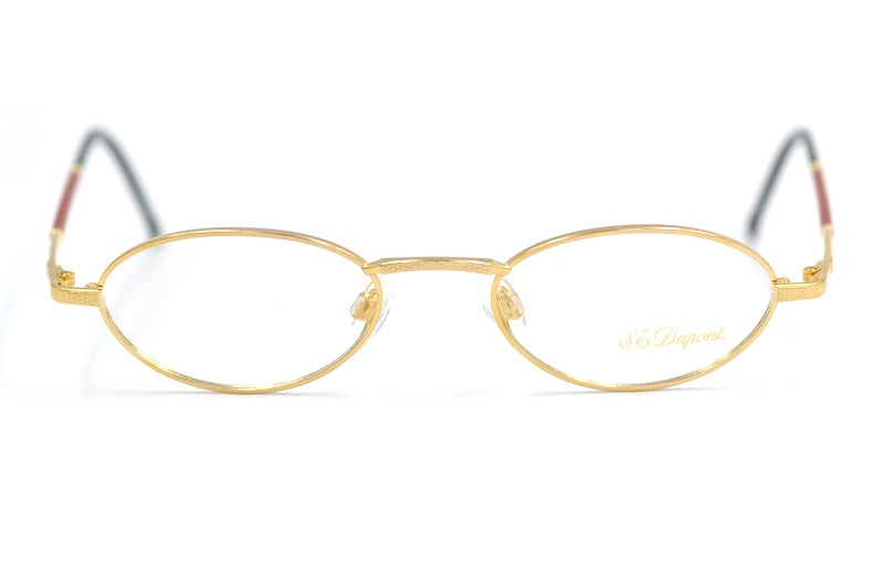 S.T. Dupont D085 6051 vintage glasses. S.T Dupont glasses and sunglasses. Gold oval gold plated vintage glasses. 