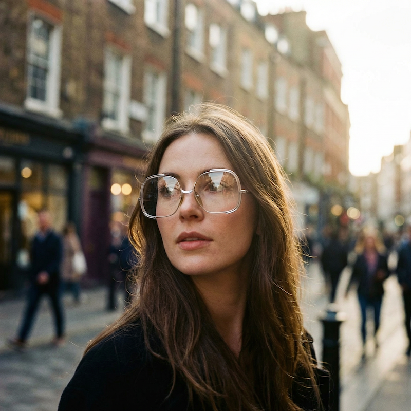 Silhouette 429 Silver square oversized 70s vintage glasses. Women's 70s glasses. 