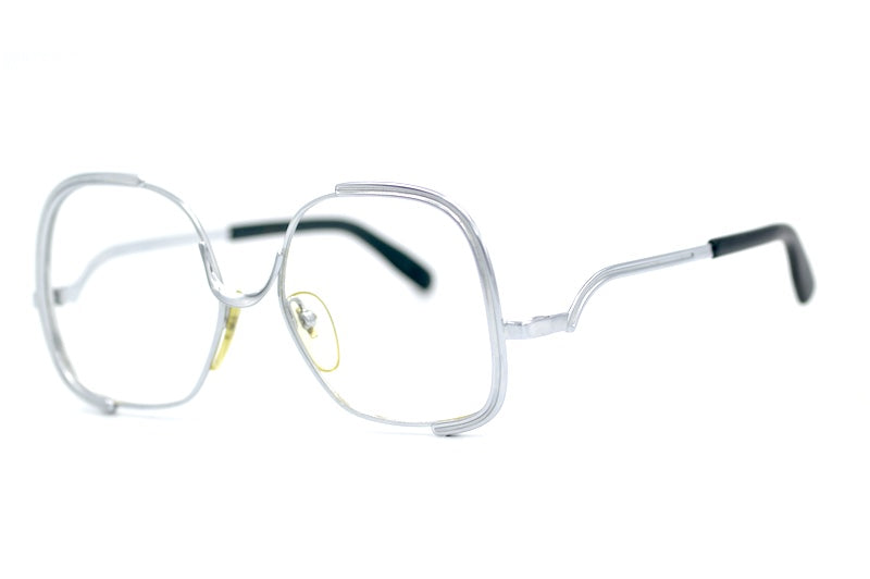 Silhouette 429 Silver square oversized 70s vintage glasses. Women's 70s glasses. 