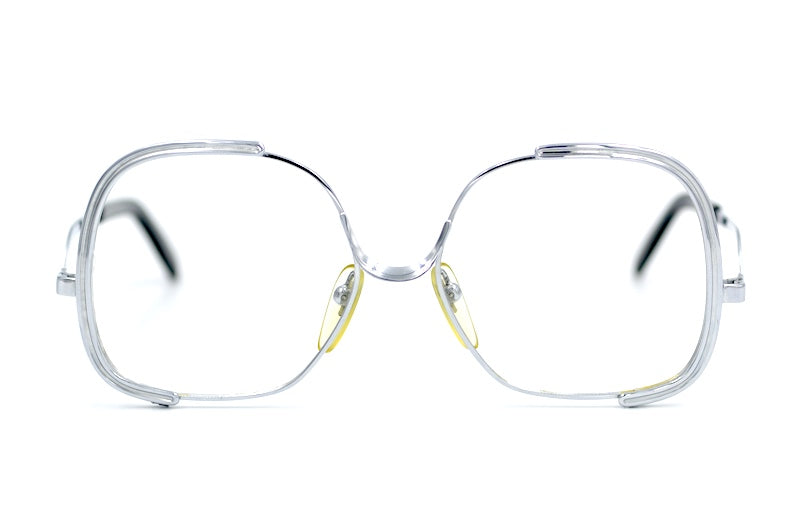 Silhouette 429 Silver square oversized 70s vintage glasses. Women's 70s glasses. 