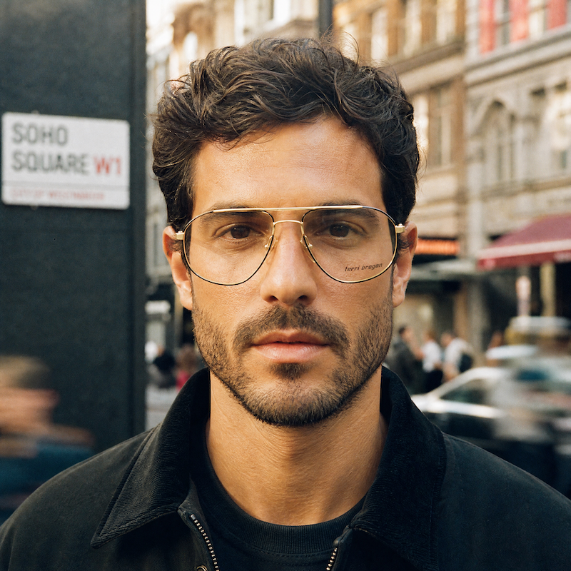 Terri Brogan 8845 49 men's black and gold vintage aviator glasses.