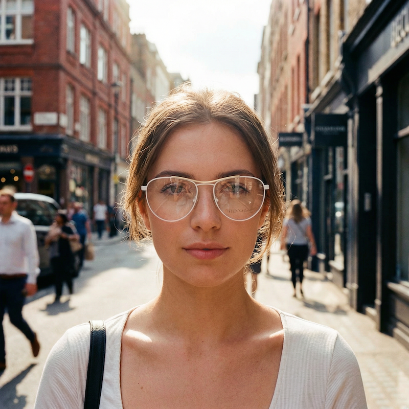 ViennaLine 1416 20 women's aviator glasses. White aviator glasses. Vintage feminine aviator glasses.