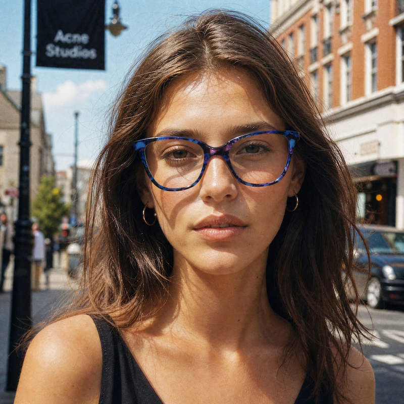 Viola women's purple marbled square vintage glasses.