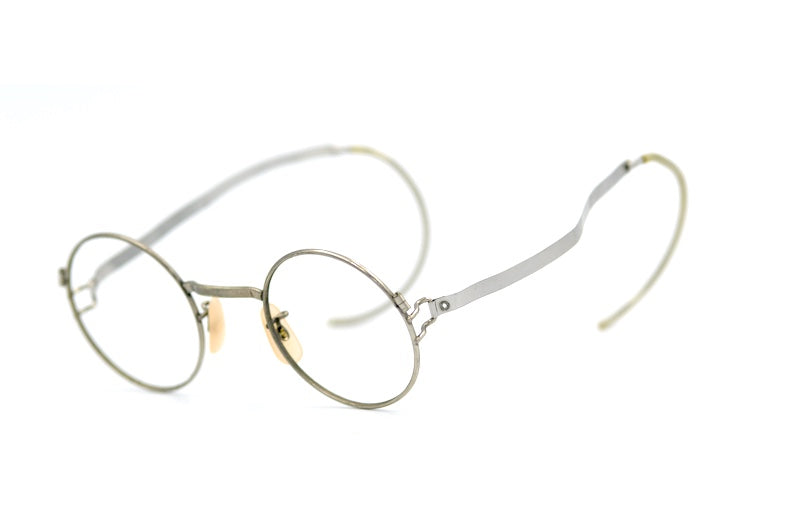 WW2 Gas Mask glasses. Silver round vintage glasses. 40s vintage glasses. Re-enactment vintage glasses. 