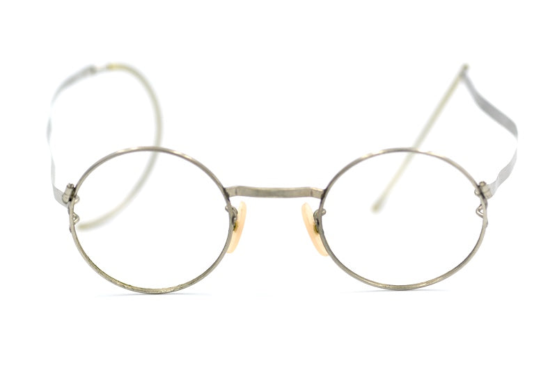 WW2 Gas Mask glasses. Silver round vintage glasses. 40s vintage glasses. Re-enactment vintage glasses. 