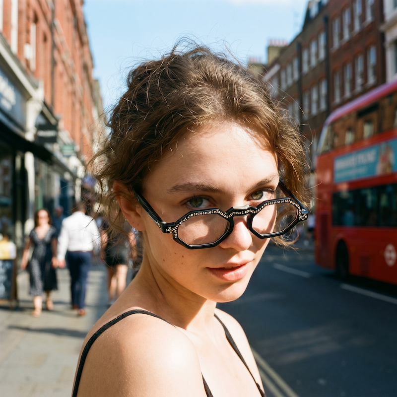 Women's vintage fold up reading glasses. Black hexagonal fold up glasses. Vintage library glasses