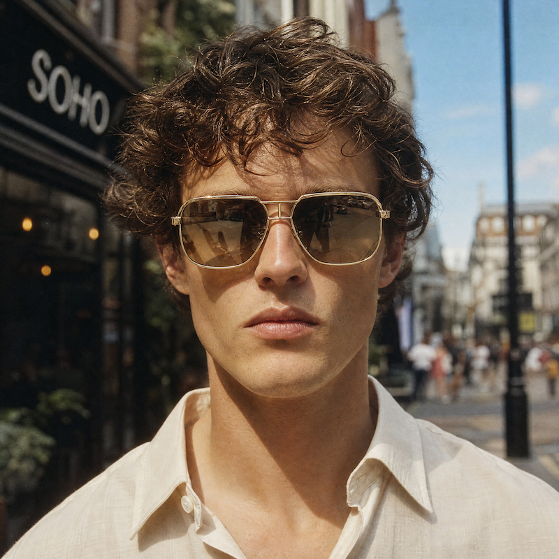 YSL 30-3121 men's gold aviator sunglasses