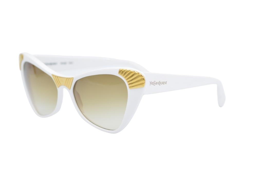 YSL 5014 Y555 Vintage Sunglasess. Yves Saint Laurent Sunglasses. Rare Vintage Sunglasses. White Cat Eye Sunglasses. White Sunglasses.