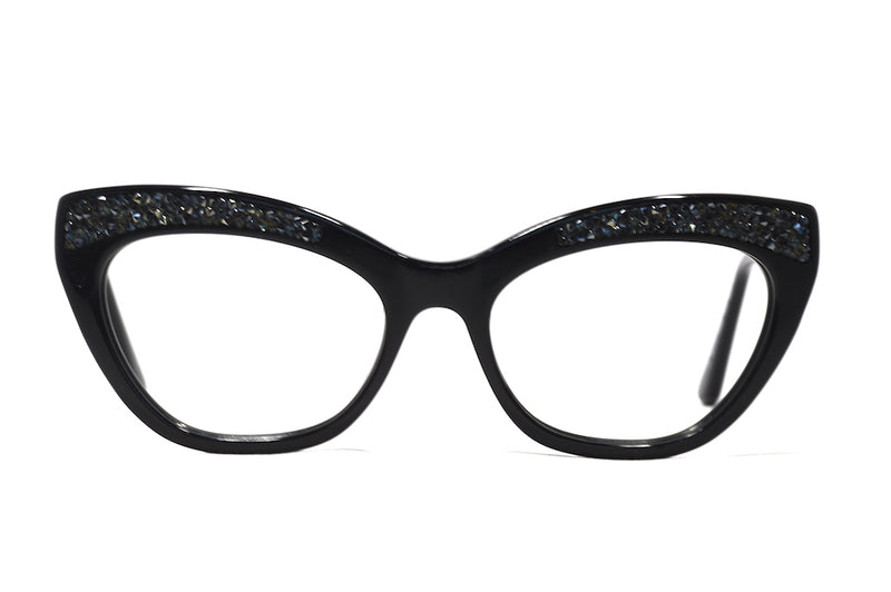 Red or dead 111, red or dead vintage glasses, sparkly cat eye glasses, 1950s style glasses, cat eye retro glasses, retro spectacles, vintage spectacles