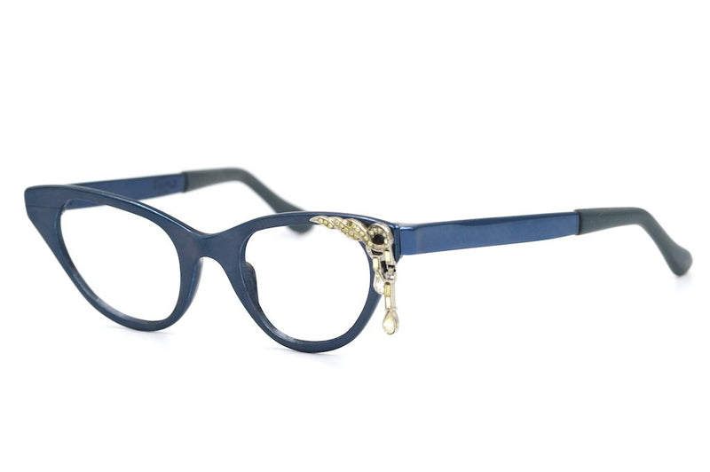 Tura Tiara Drop Navy. Vintage Tura Glasses. Tura Glasses. 1950's vintage glasses. Womens Vinage Glasses