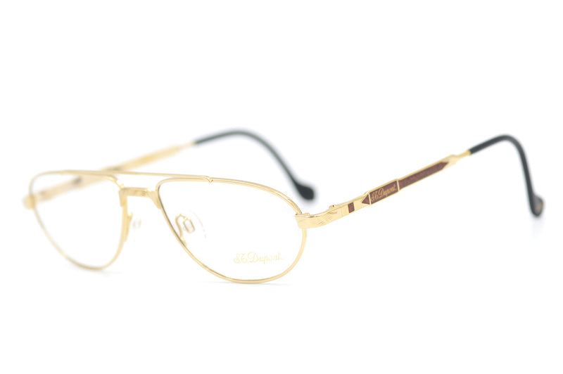 S.T. Dupont D065 Vintage Glasses.  Rare Vintage Glasses. Luxury Glasses. Luxury Eyeglasses. Designer Vintage Glasses. 23KT Gold Plated Glasses. Gold Plated Aviator Glasses.