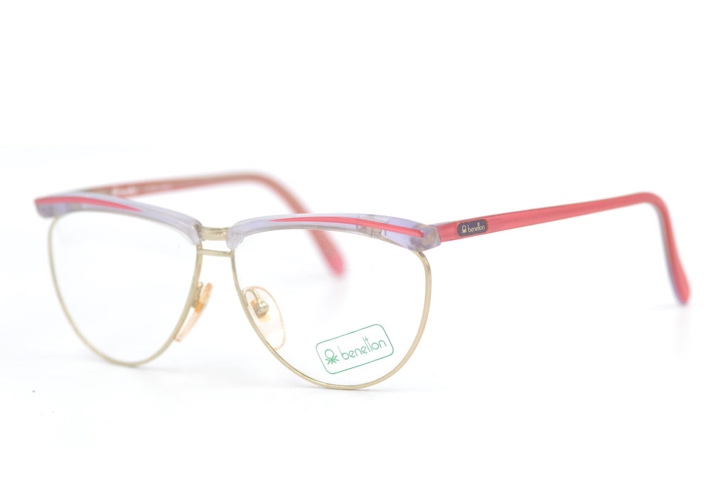 Benetton Rose Vintage Glasses. 90s Vintage Glasses. Vintage Glasses made in Italy. Pink Cat Eye Glasses.