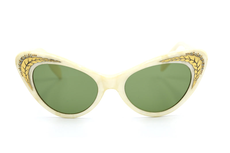Josette 1950's vintage sunglasses. French Vintage Sunglasses. Cateye vintage sunglasses. Embellished vintage sunglasses